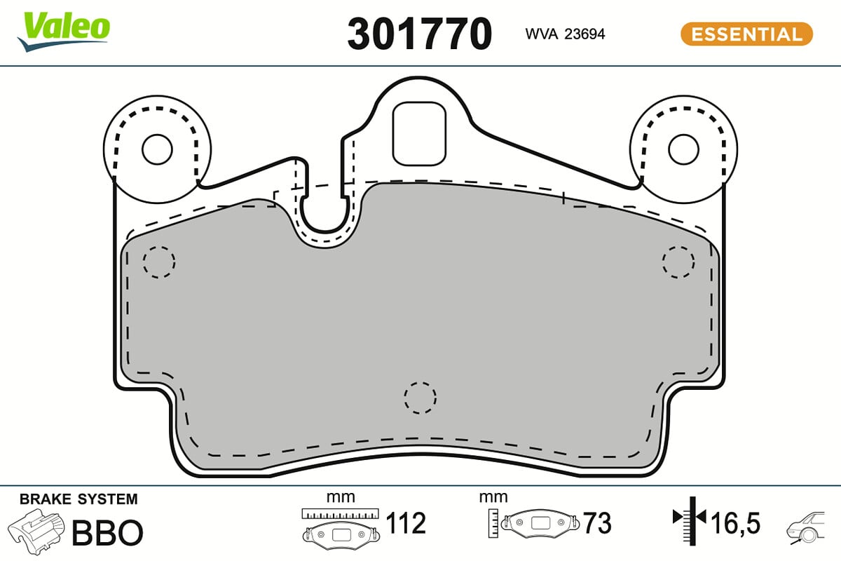 Jeu de 4 plaquettes de frein VALEO ref. 301770